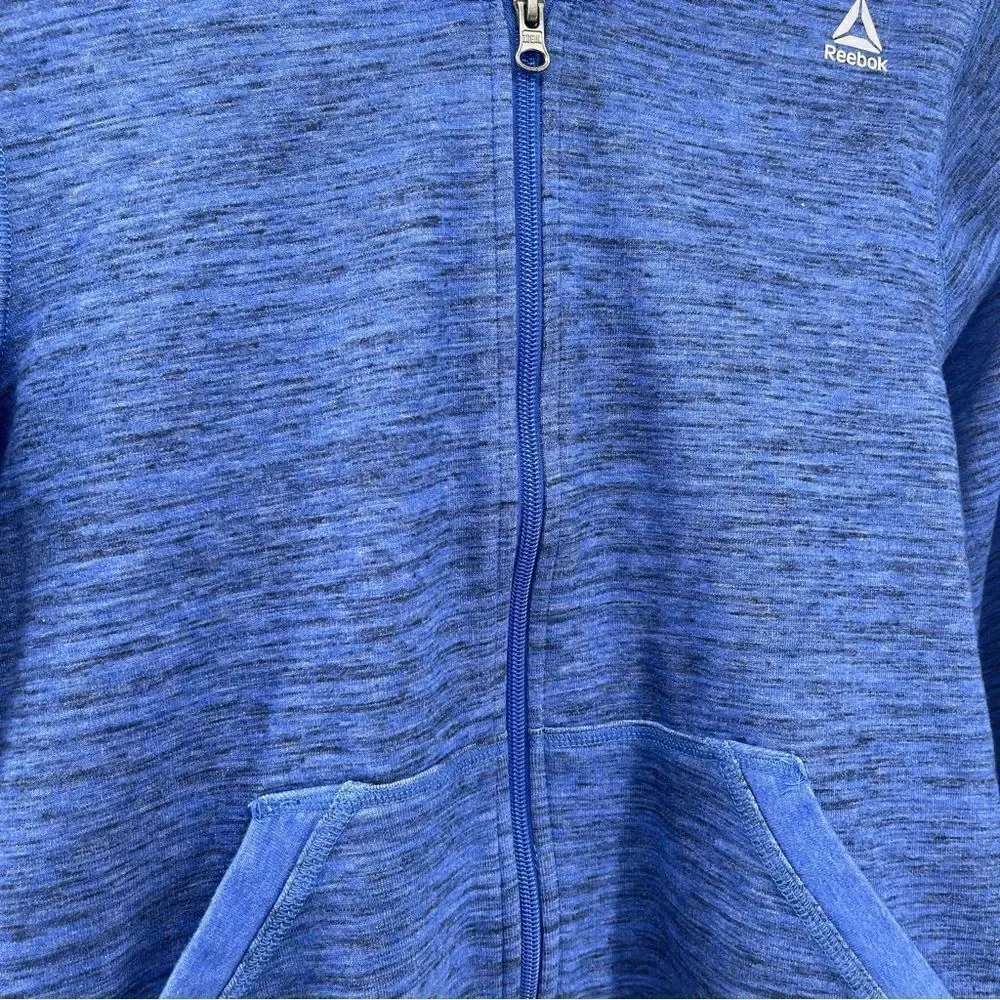 Reebok Girl’s Marled Blue Full Zip Hooded Polyester Cotton Blend Jacket XL (16)